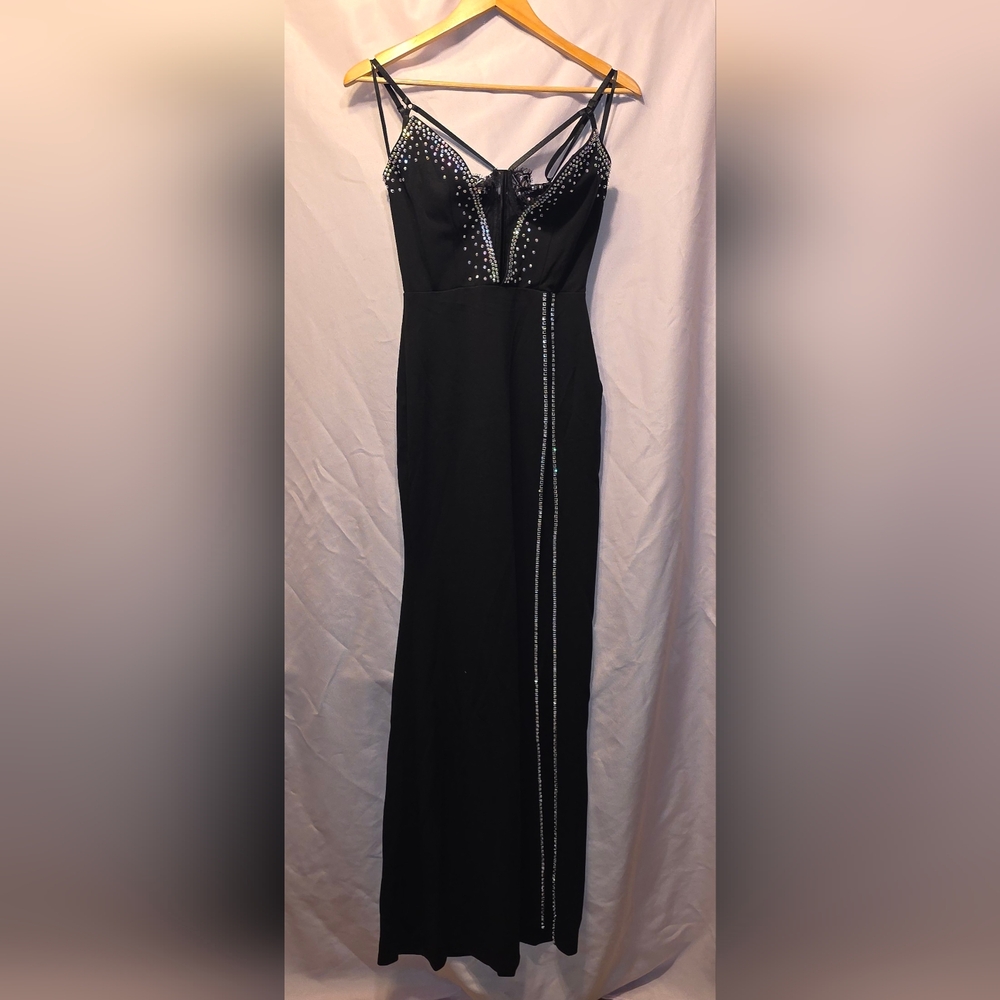 Fashion Nova Black Dress With Rhinstones Womens Size Small (Janette #14)